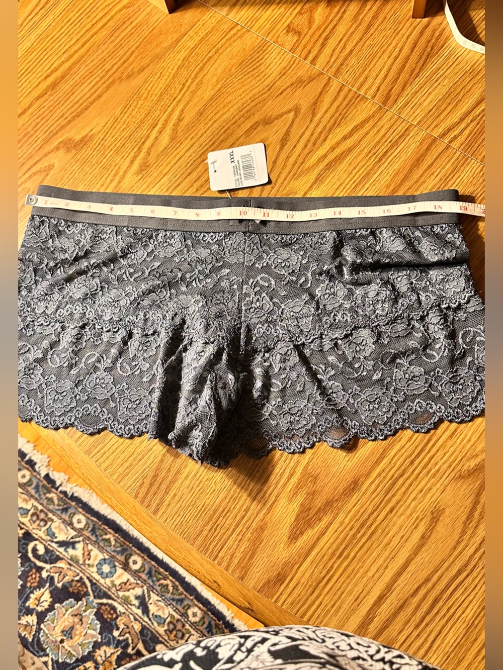 Lace Boyshort Boxer Panty - Charcoal Gray